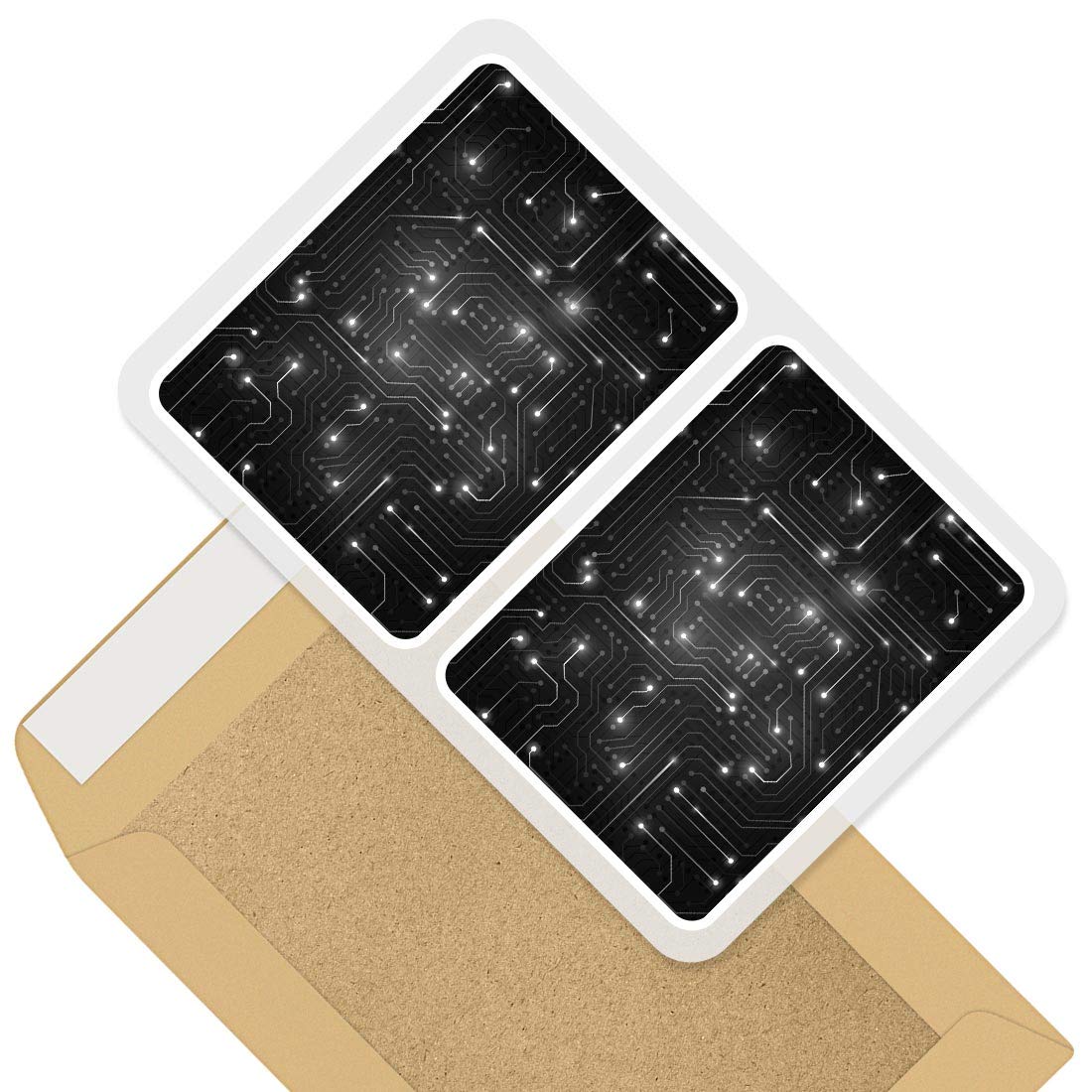 2 x 10cm Rectangle Vinyl Stickers - Circuit Board Tech Geek Computer 40820
