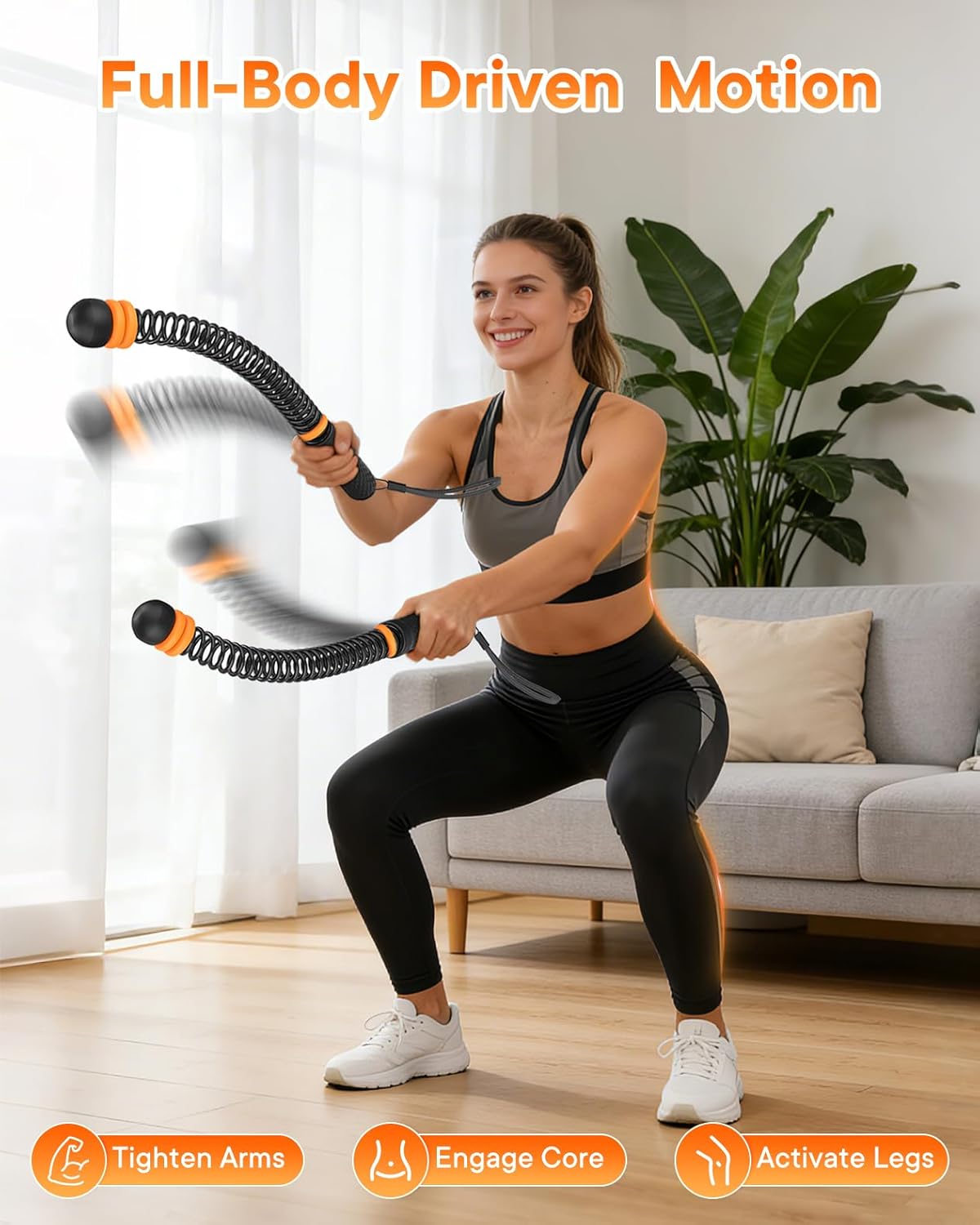 Weighted Ropeless Battle Ropes — 3 Pack Adjustable Portable Ropeless Battle Ropes for Home Gym, Workout Exercise Rope for Low-Impact Workout, HIIT and Low-Impact Aerobic Training for Men & Women