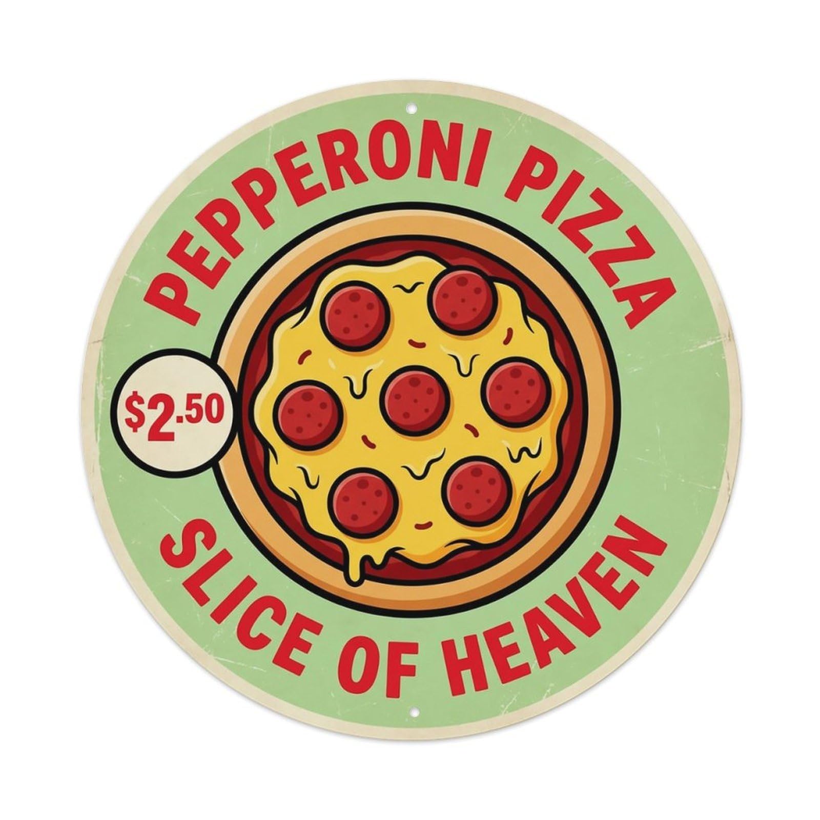 Huiyhb 8X8inch(20X20cm) Vintage Pizza Slice Italian Traditional Cuisine Pepper Metal Tin Sign