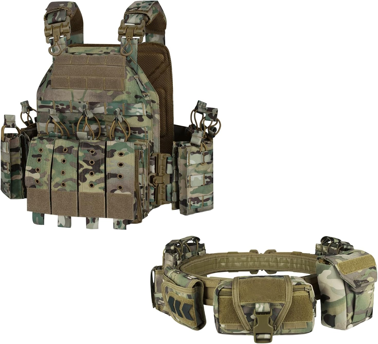 YAKEDA Tactical Quick Release Vest for Training with Tactical Battle Belt