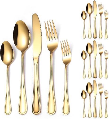 Miniatura 9 de A  HOUSEWARE Antique Silverware Set for 8 Royal Palace 40 Pieces Stainless Steel Flatware Gorgeous Fork Knife Spoon Luxury Retro Court Heavy Duty
