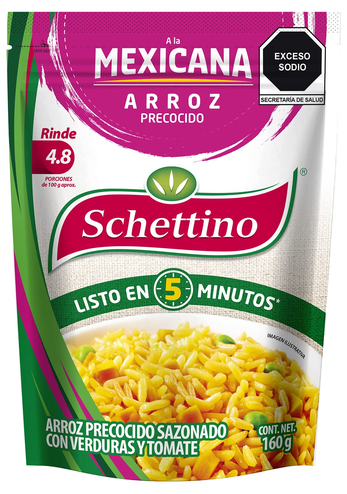 Schettino Arroz Precocido a la Mexicana 160g : Amazon.com.mx: Alimentos ...
