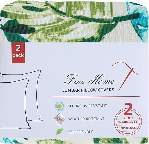 Miniatura 5 de FUNHOME Juego de 2 fundas de almohada lumbar impermeables para exteriores, decoración del hogar para muebles de jardín, patio, sofá, 12 x 20