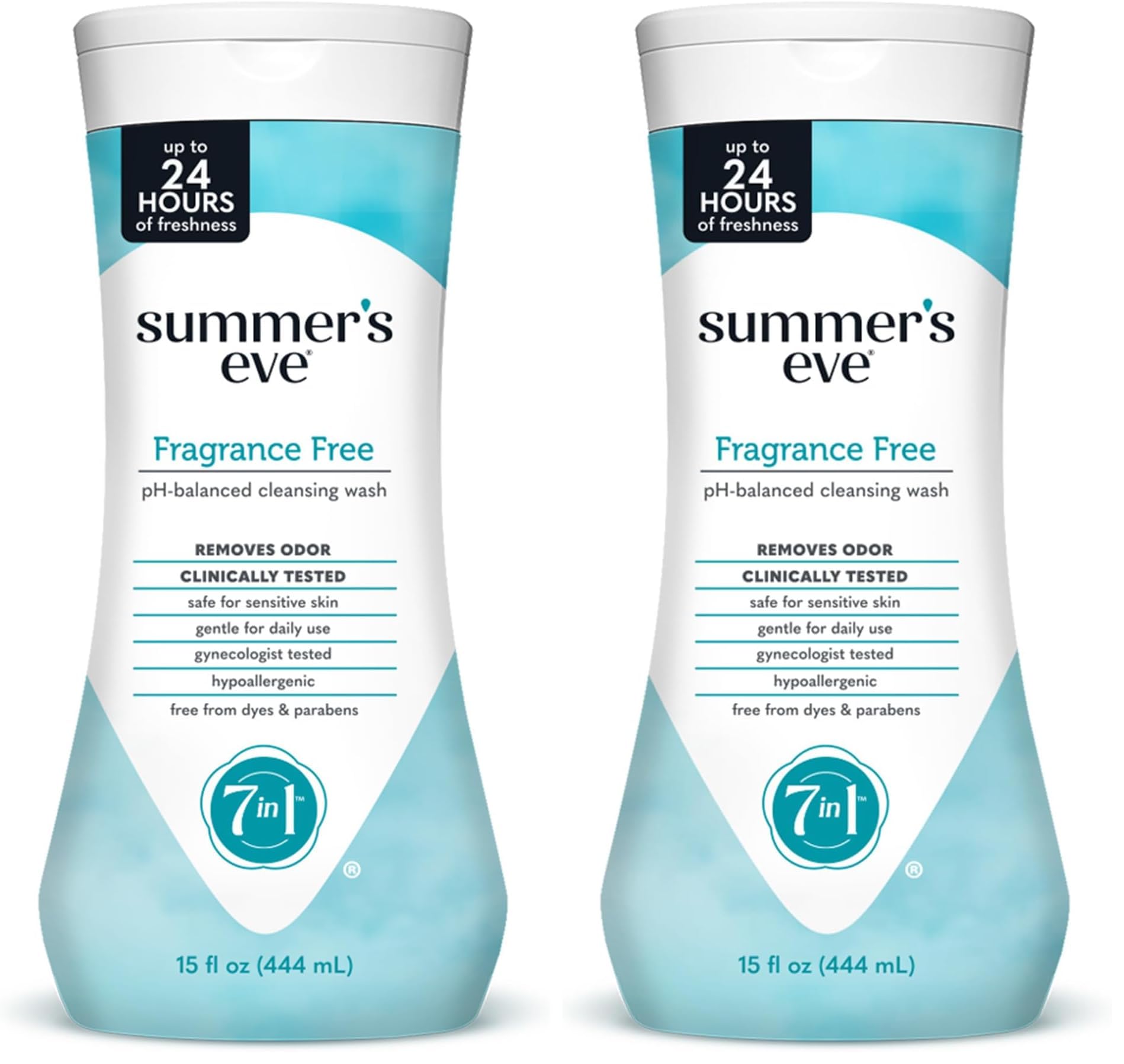 Summer's Eve Fragrance Free Gentle Daily All Over Feminine Body Wash, Removes Odor, Feminine Wash pH Balanced, 15 fl oz (Pack of 2)