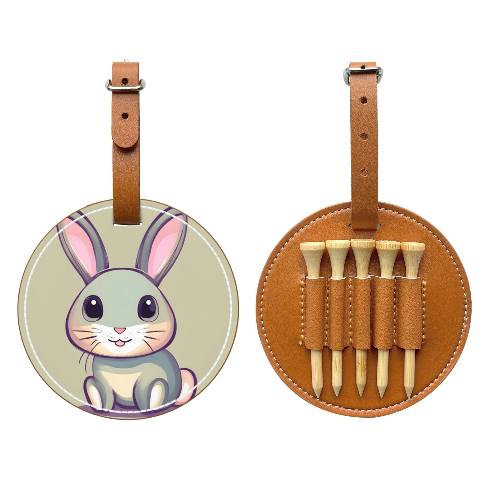 Cute Little Bunny Brown Golf tee Storage Bag - Durable and wear-Resistant Golf Accessories