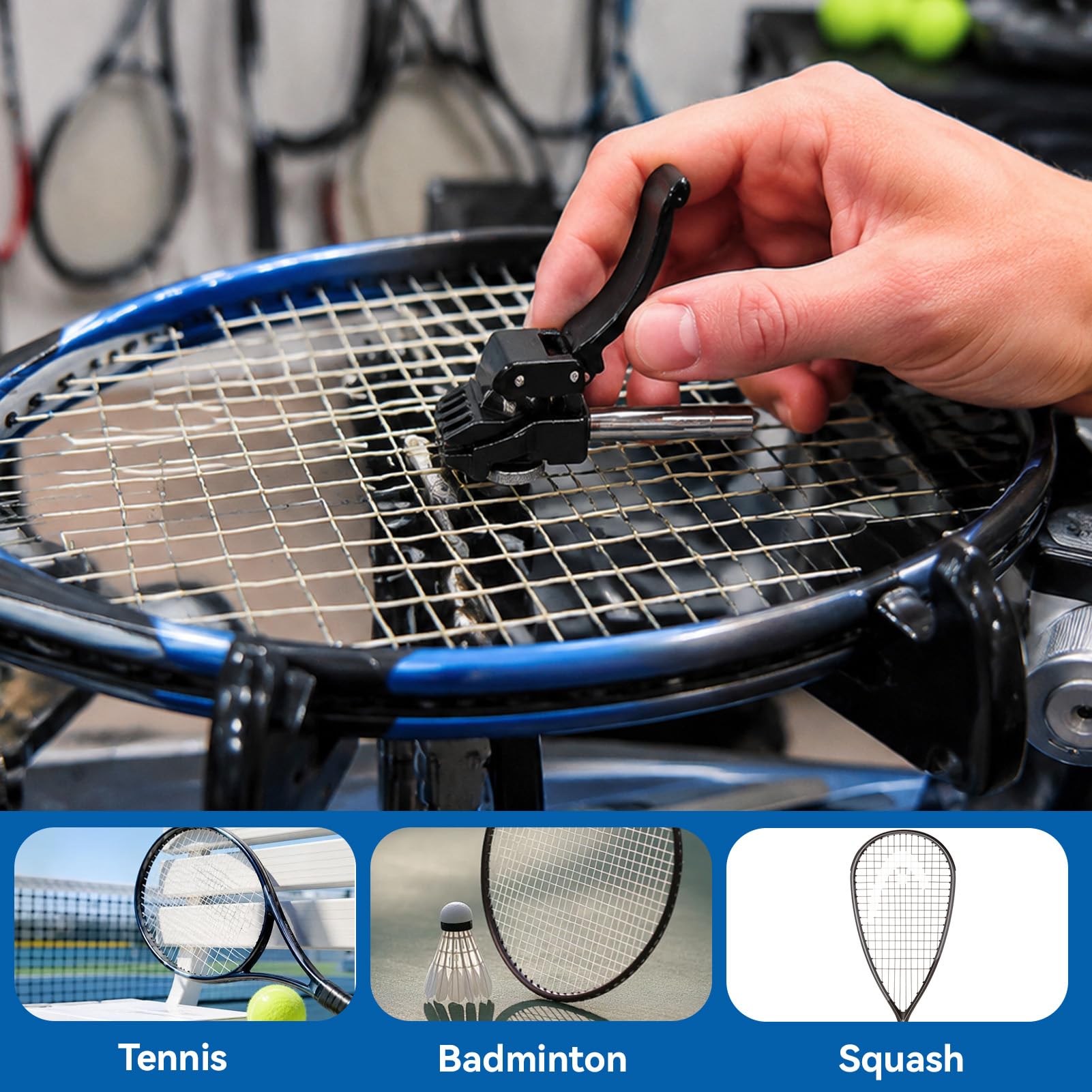 1 Paire de Machine à Corder de Tennis, Pince de Cordage de Badminton Portable, Pince Volante de Tennis Noire, Pince de démarrage de Raquette pour diverses Raquettes