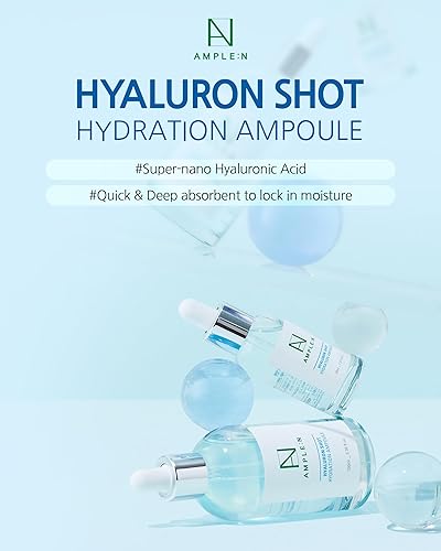 Miniatura 2 de AMPLEN Hyaluron Shot - Suero de hidratación facial con ácido hialurónico y xilitol, hidratante ultra hidratante para reducir las arrugas y restaurar