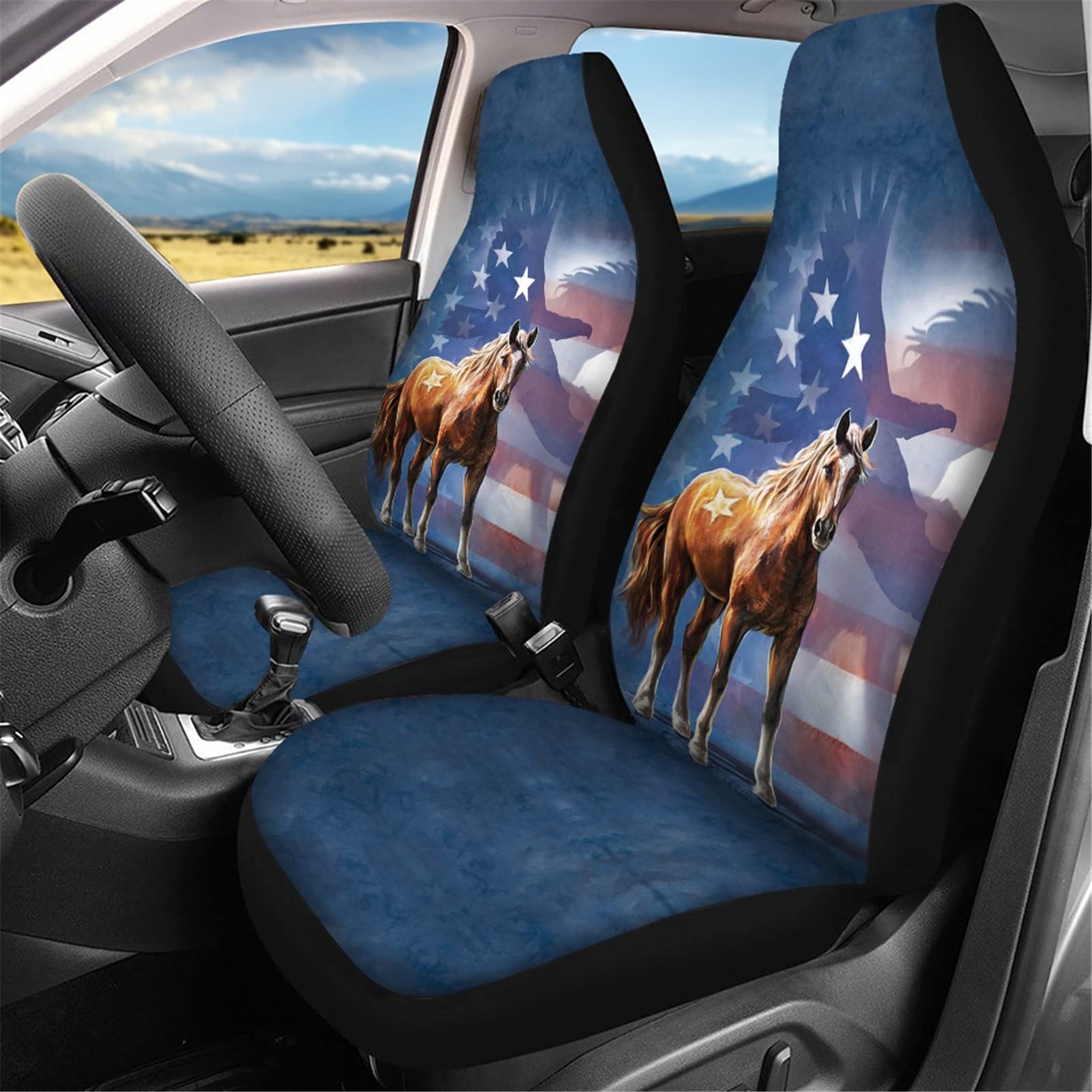 2 Coprisedili Per Cinture Di Sicurezza Auto Con Bandiera Americana - Morbidi E Regolabili, Taglia S