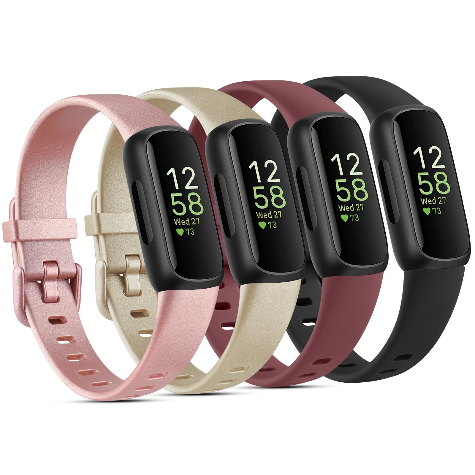 Straps for Fitbit Inspire 3 Strap for Women Men, 4Pack Silicone Strap Sport Replacement Wristband for Inspire 3