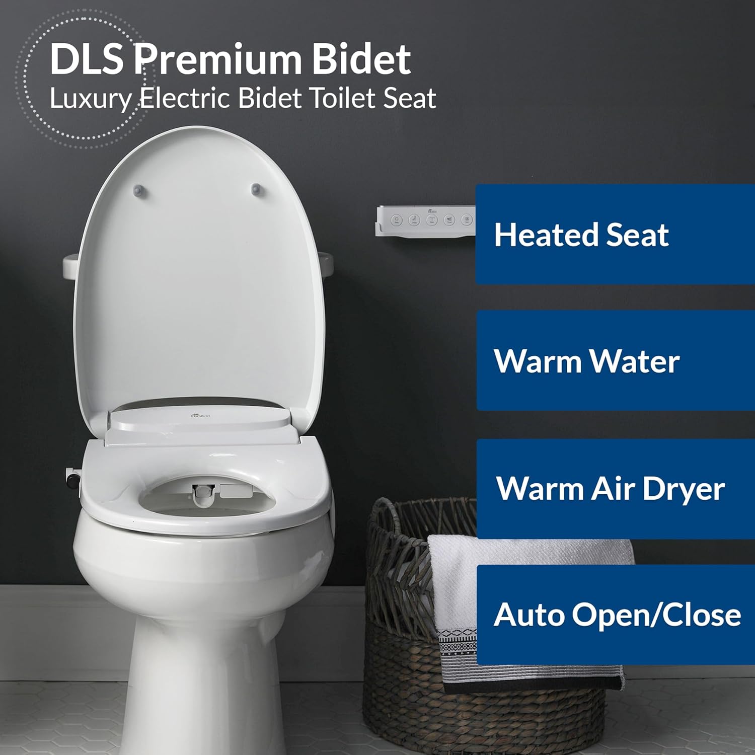 BioBidet White Elongated Electric Bidet Toilet Seat with Remote