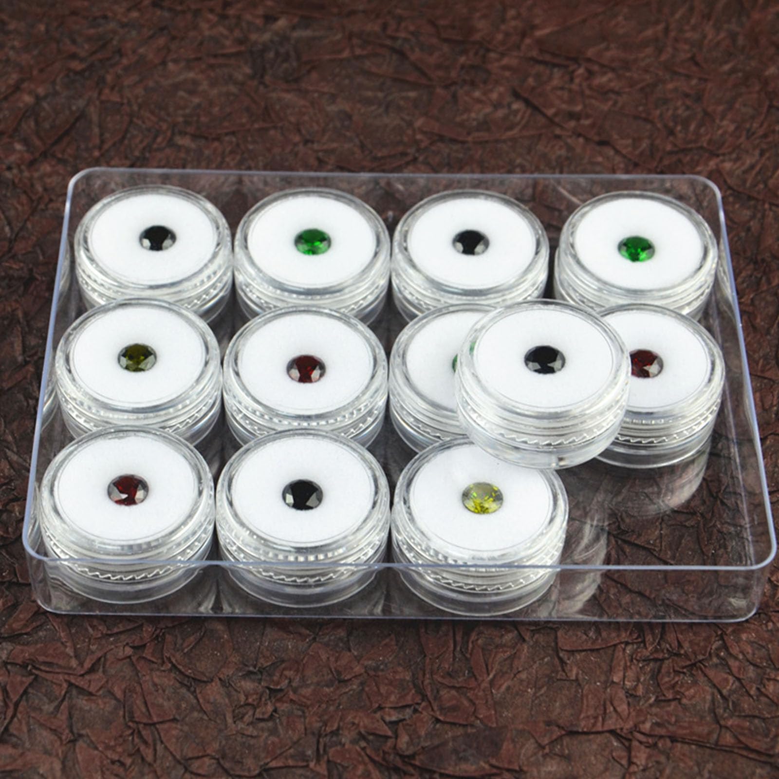 LLXYWJ Caja organizadora con Soporte de Piedras Preciosas de Cristal Transparente Forrada de Espuma, Bandeja de joyería con 12 Compartimentos, Bandeja organizadora de joyería para el hogar al por