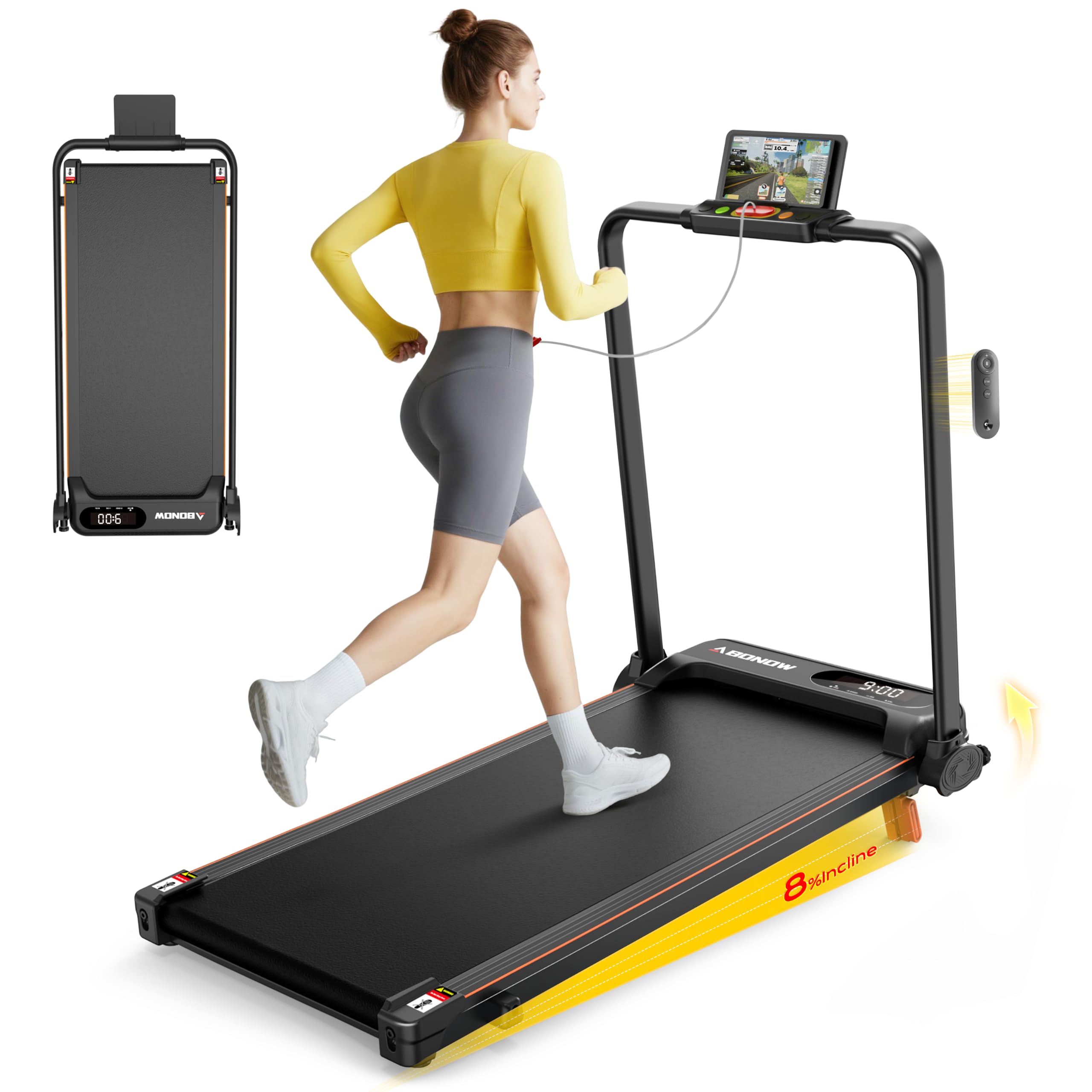 Tappetino da passeggio con inclinazione, 1-6 km/h, 8%, tapis roulant portatile da posizionare sotto una scrivania, dispositivo fitness per casa o ufficio, macchina da passeggio silenziosa