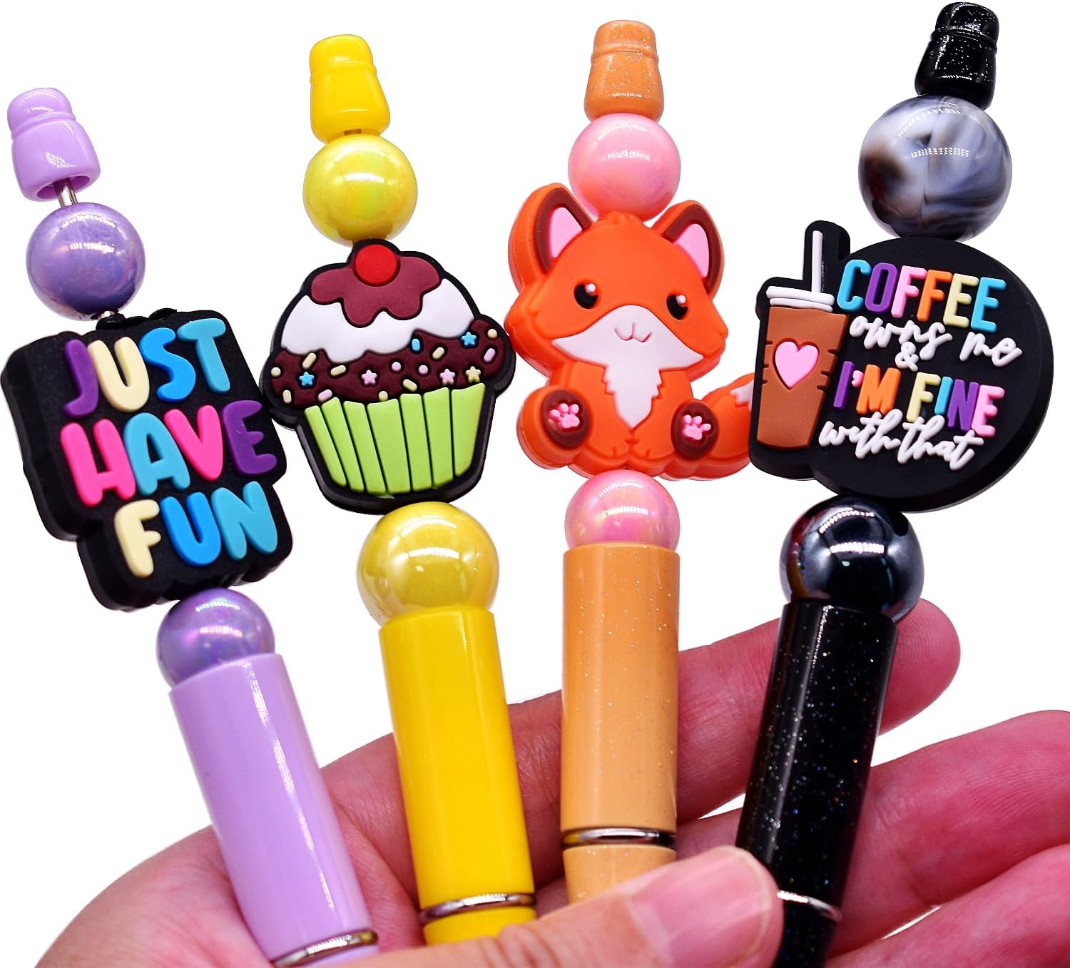 Random Different Focal Bead for Pens Bulk 50PCS Silicone Focals Bead Mixed Cute DIY Craft Loose Bead for Pen/Bracelet/Keychain/Necklace DIY Lover Gifts Party Favors - Image 4