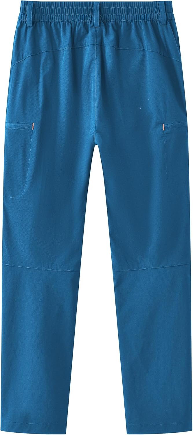 Kids Hiking Cargo Pants Quick Dry Lightweight Outdoor Scout Pants Waterproof with Zip Pockets 4-16Y