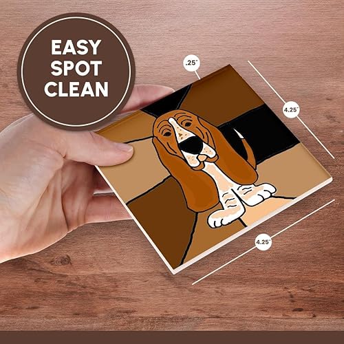 Miniatura 7 de 3dRose cst_195224_3 - Juego de 4 posavasos divertidos de cerámica con diseño de perro Basset Hound