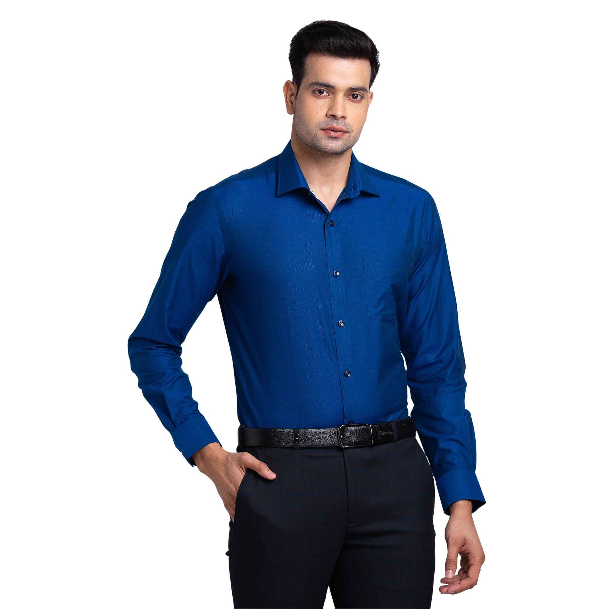 Park Avenue Men's Royal Oxford Pattern Regular Fit Pure Cotton Half Sleeve Semi Cut Away Collar Formal Shirt-picture-39
