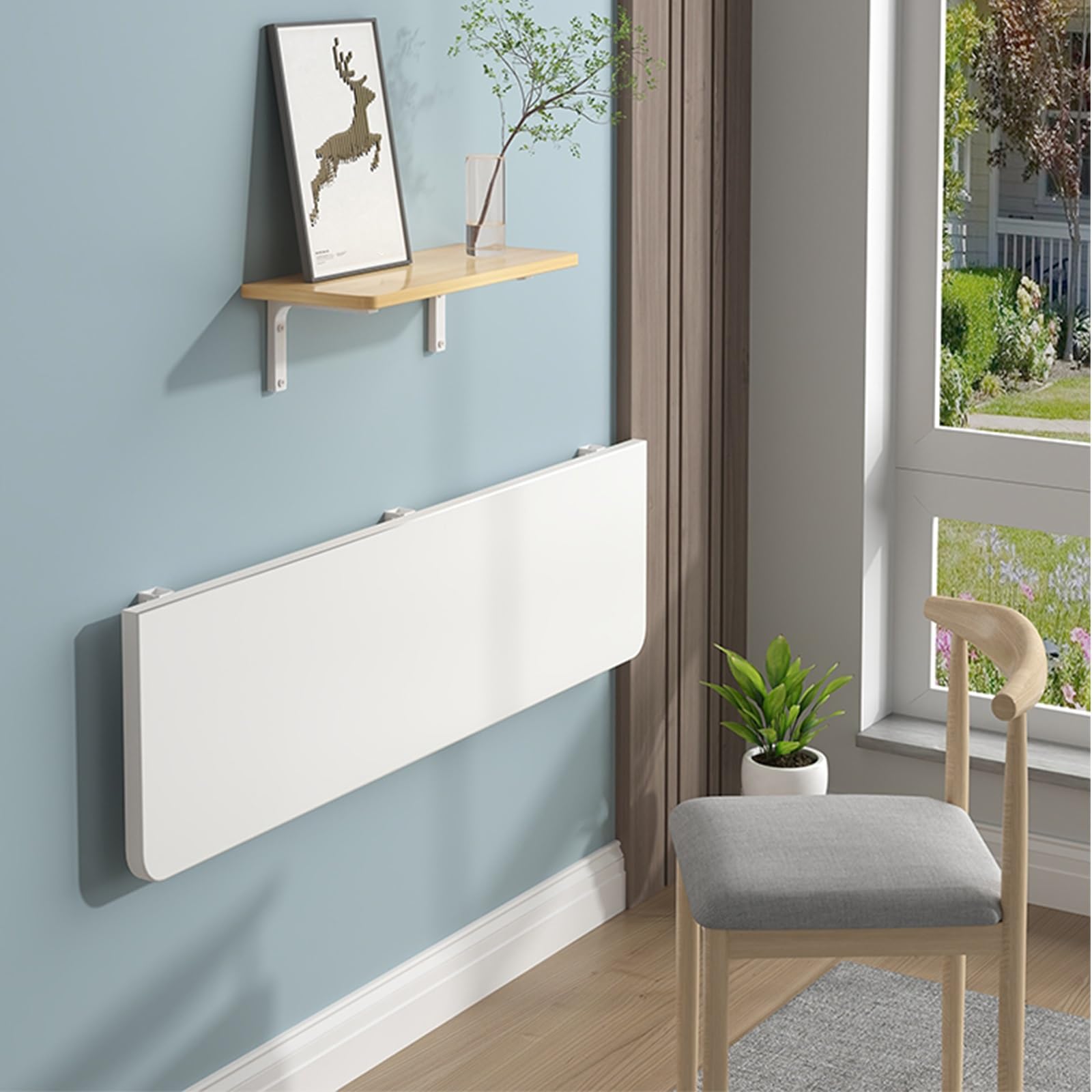 KLGFBDC Space-Saving Wall Mounted Folding Workbench & Drop Leaf Floating Table for Office Kitchen Laundry Room – Durable Solid Design (80x40 cm) – Maximize Workspace Efficiency