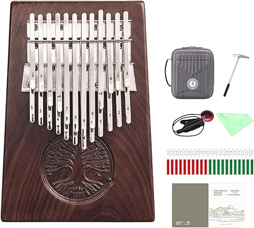 Miniatura 6 de Hluru Kalimba - Piano de pulgar para adultos y niños, tono de interpretación con kalimba partituras (madera de nogal de 21 teclas)