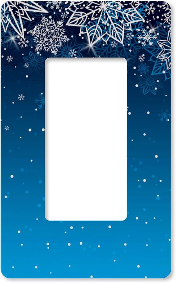 1Gang Light Switch Cover Receptacle Outlet Blue Christmas Snowflakes