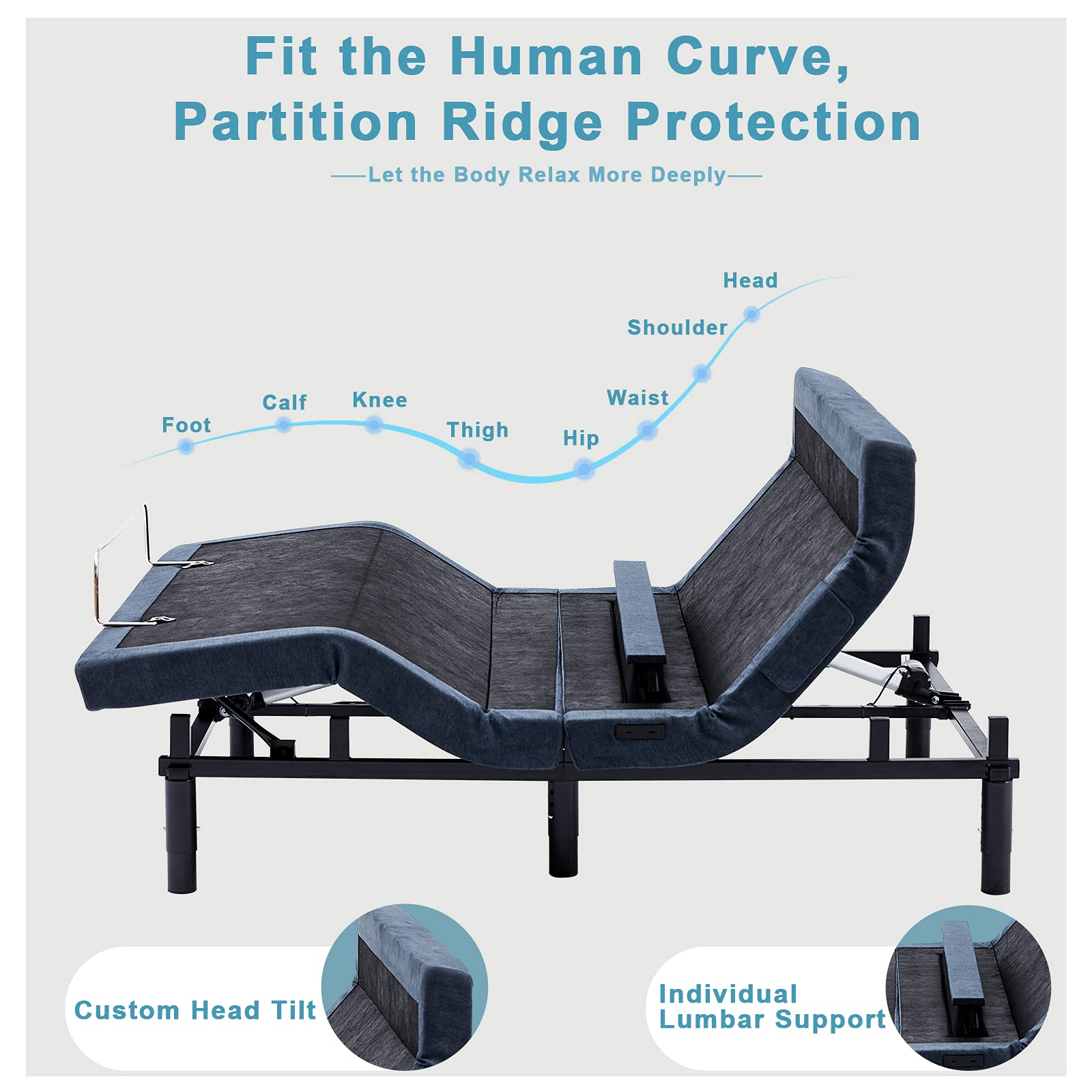Buy Queen Adjustable Bed Frame with Lumbar Support &Head Tilt ,Applied