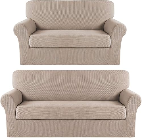 Turquoize Funda para sofá con funda de cojín separada, funda para sofá y protector de muebles, color caqui