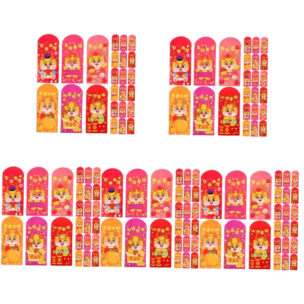 LALAFINA 150piezas Sobres Rojos De Año Chino Diseño De Dragón Paquete De De Dinero Para Celebraciones Festivas y Tradiciones Culturales