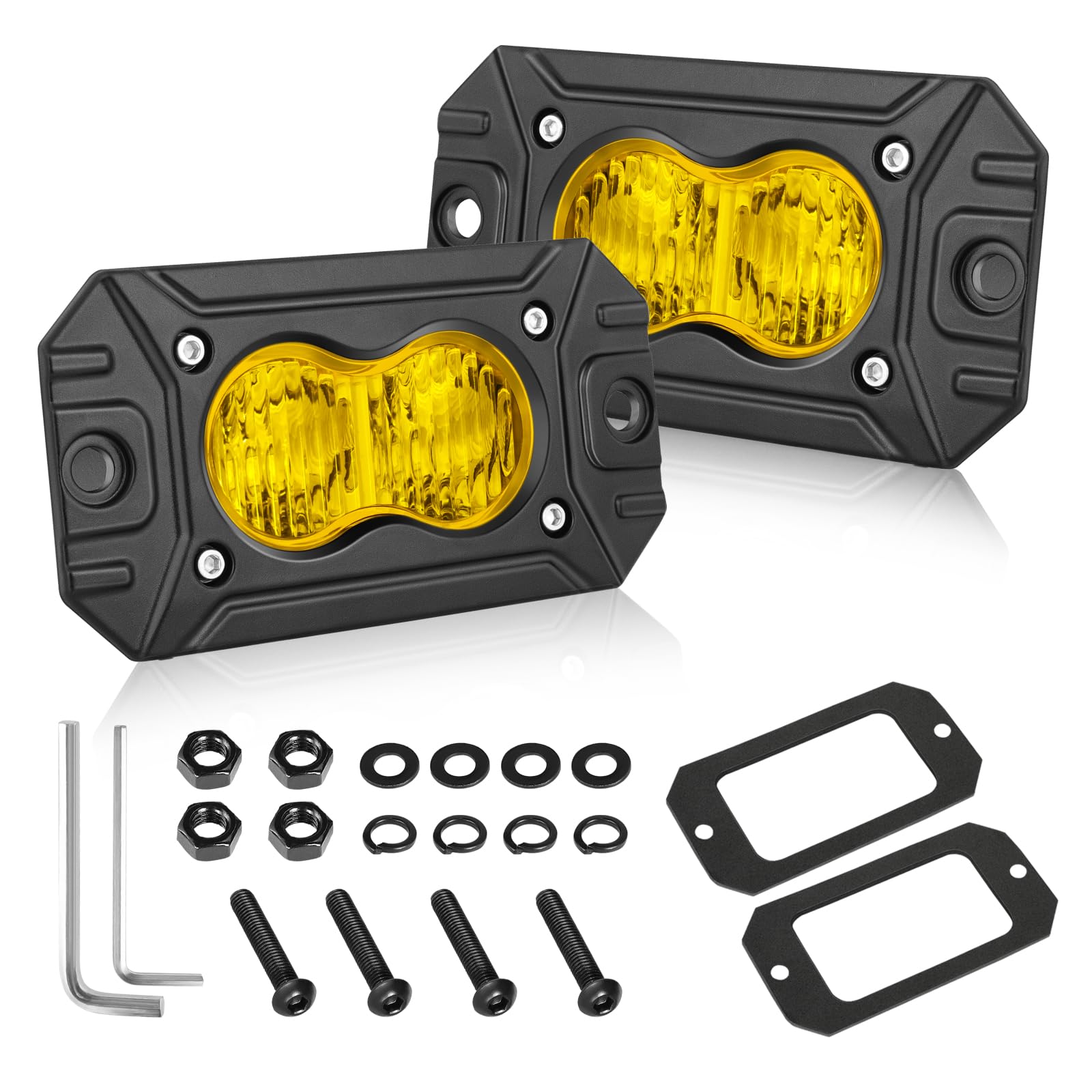 Photo 1 of AKD Part Yellow Flush Mount LED Pods 40W CREE LED Driving Flood Fog Lights