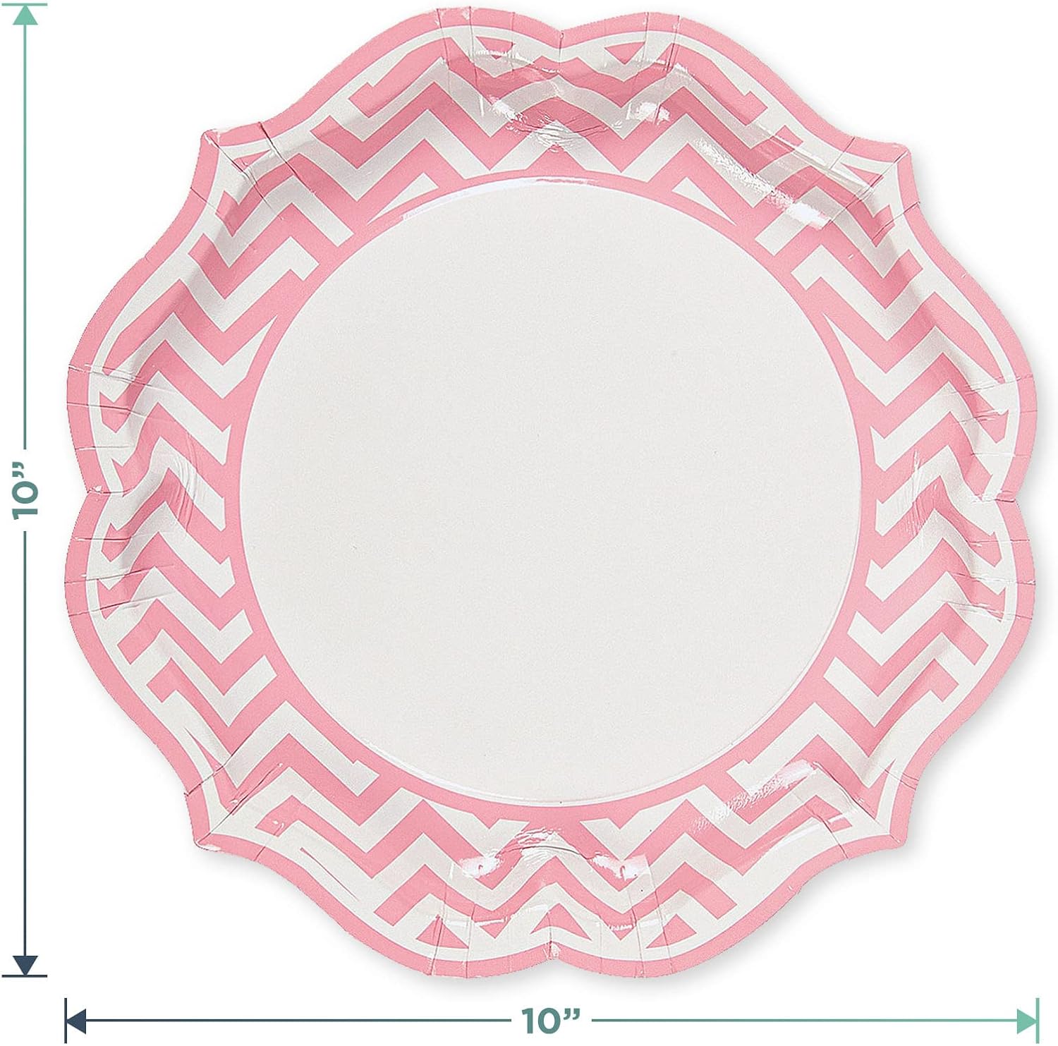 Pretty Pink Chevron Scalloped Paper Dinner Plates, Napkins, and Forks For Baby Showers, Bridal Parties, and Birthdays (Serves 16)