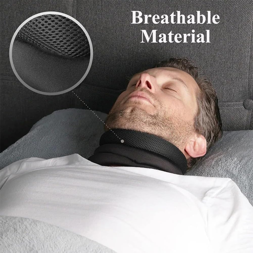 GDSAFS Anti Sleep Apnea Neck Brace, Adjustable 3-Stage Neck Support for Snoring, Ergonomic Breathable Soft Neck Brace Cervical Collar, Comfortable for Restful Sleep for Home/Office/Travel (2-Black)