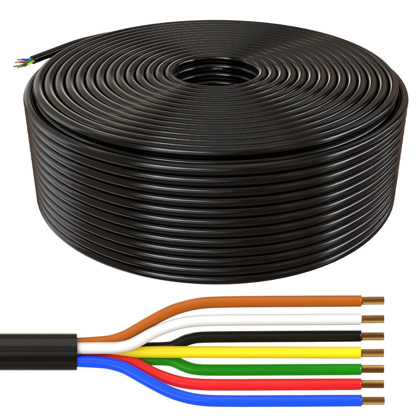 Câble de véhicule 7x1,5mm² Lumonic Noir de 100m pour remorque flics