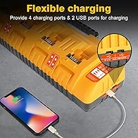 Vista 4 de DCB104 Reemplazo para estación de carga de batería Dewalt de 20 V, compatible con Dewalt 12V 20V Max batería de litio DCB120 DCB127 DCB112 DCB115