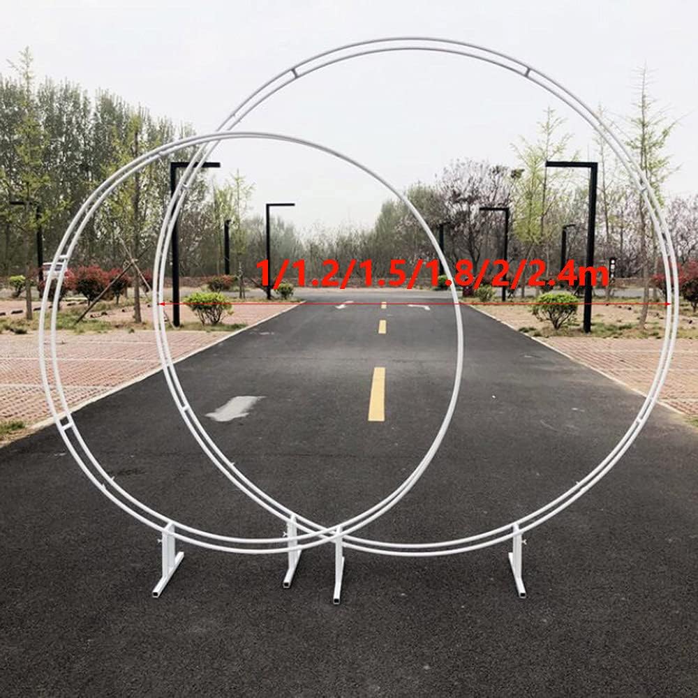 JWW Round Metal Garden Arch Garden Arbor Pergola Arch Outdoor Wedding Arch Party Decoration with Support Legs Flower Stand