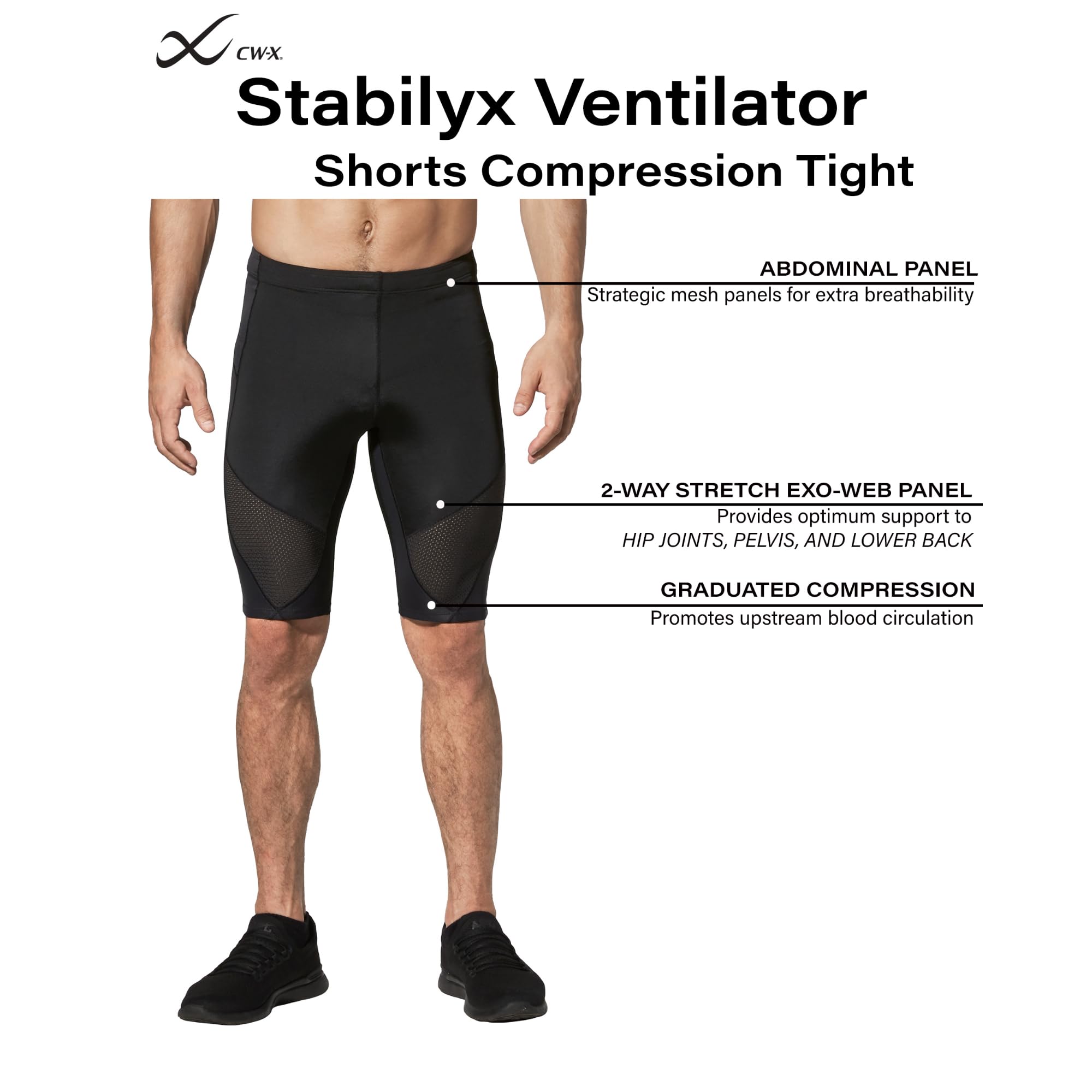 CW-X Męskie spodenki kompresyjne Stabilyx Ventilator Joint Support