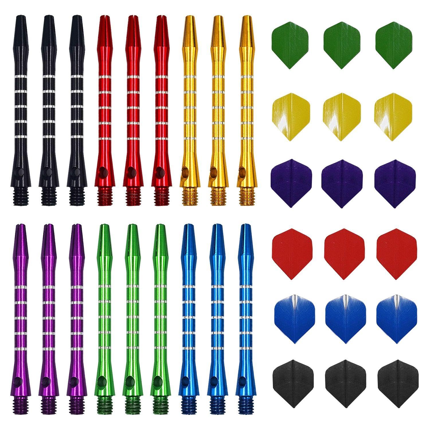 18 Piezas De Ejes De Dardos De Aluminio Y 18 Piezas De Hojas De Dardos, Accesorios para Dardos, Materiales para Dardos De Bricolaje, Accesorios para Entusiastas De Los Dardos