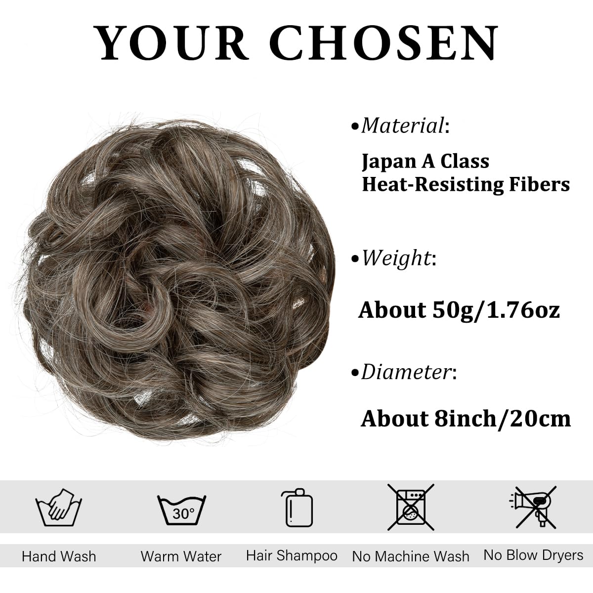 SARLA Messy Hair Bun Hair Piece for Womens Synthetic Hair Buns Extension Scrunchies Hairpieces Ponytail Hair Extensions Pepper Brown - Image 2