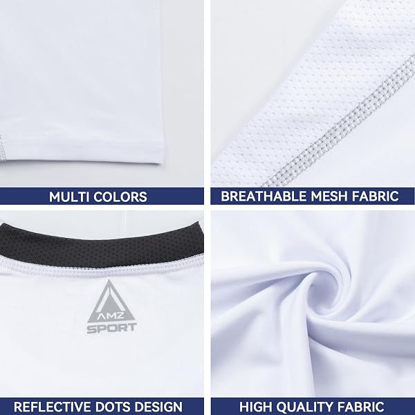 AMZSPORT Maglietta a Compressione da Uomo, a Maniche Corte, Funzionale, Cool Dry, per Allenamento e Corsa - 4