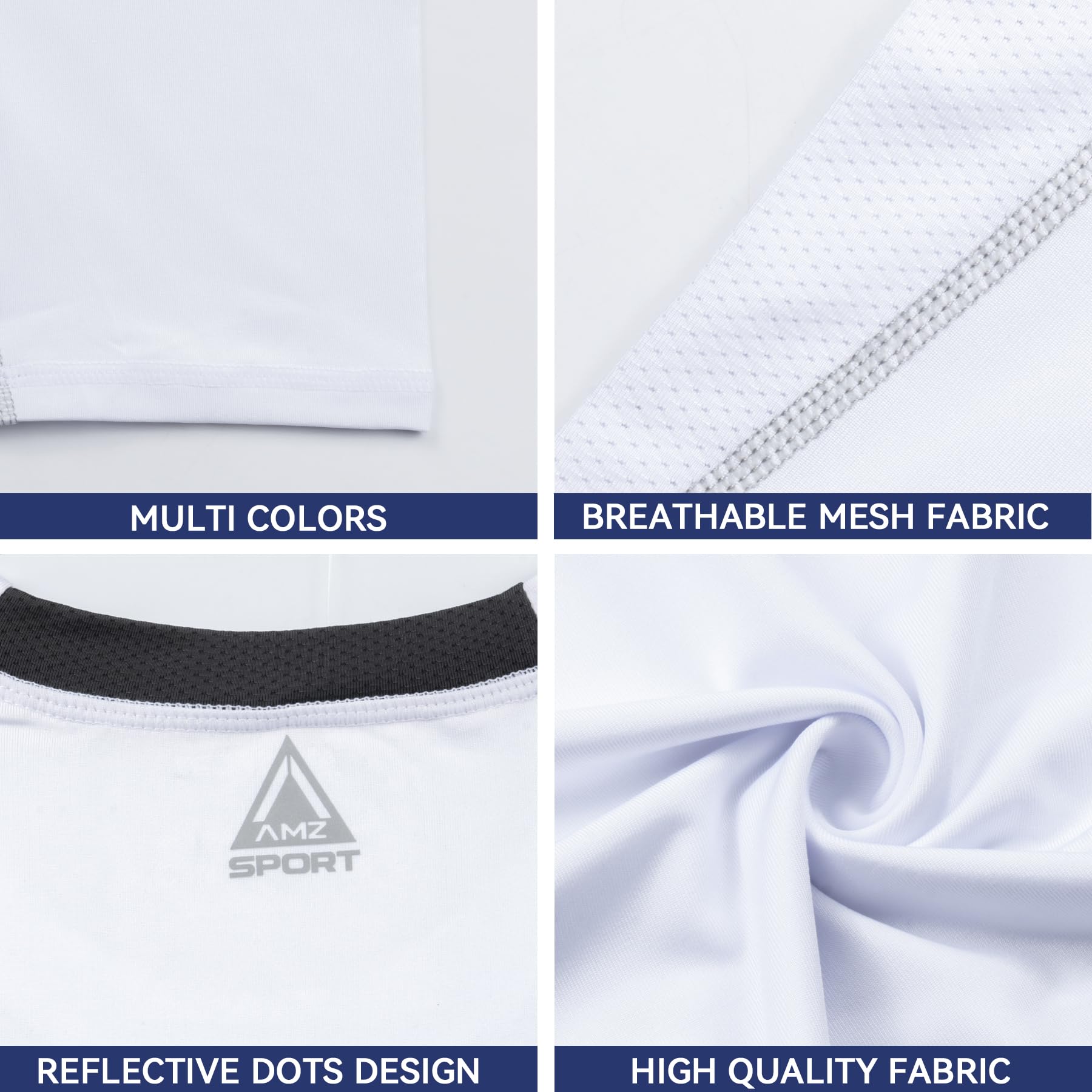 AMZSPORT Maglietta a Compressione da Uomo, a Maniche Corte, Funzionale, Cool Dry, per Allenamento e Corsa