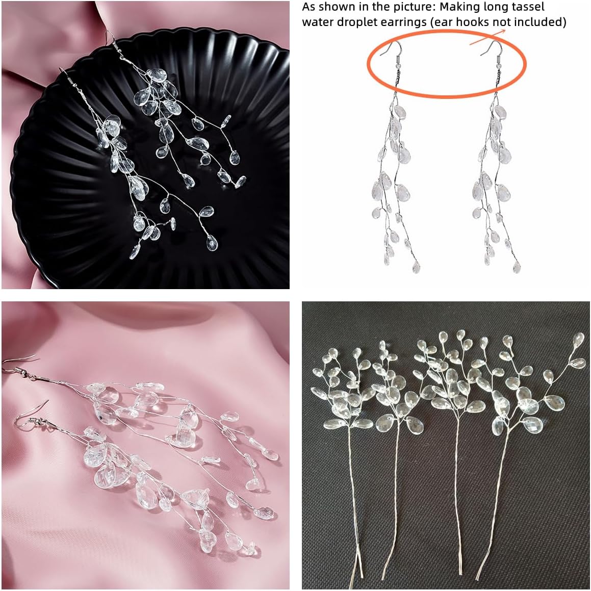 30pack Acrylic Bead Drop and Soft Stems Floral Picks,6.75" Artificial Bouquets Berry Beaded Flower Branches Bead Sprays for Wreath Bracelet Flower Bridal Hair Clips Cake Toppers Decor (Pink)