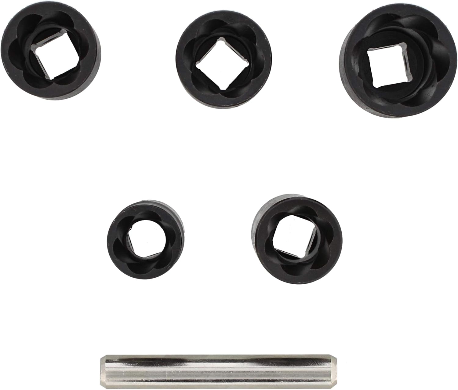 ABN 1/2in Drive Lug Nut Rounded Bolt Remover Socket Set 6pc Stripped Bolt Extractor Kit 17 to 26mm with Center Punch Bar