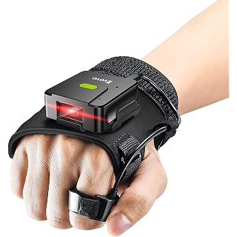 Eyoyo 2D Wearable Barcode Scanner Fast Scanning with Long Range Right and Left Glove Portable Finger Ring Bluetooth 1D QR Code Scanner Compatible with iPhone iPad Android Phone