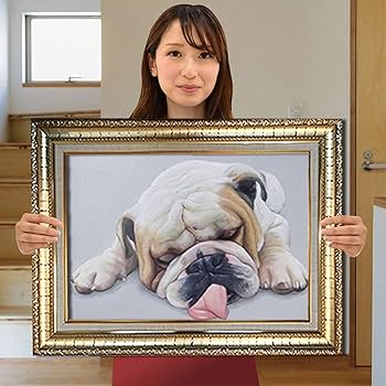 油絵5-6号ペット  肖像画、額縁つき、写真送って下さい Amazon.co.jp: ペットの写真を絵画みたいに！犬 猫 オーダーの