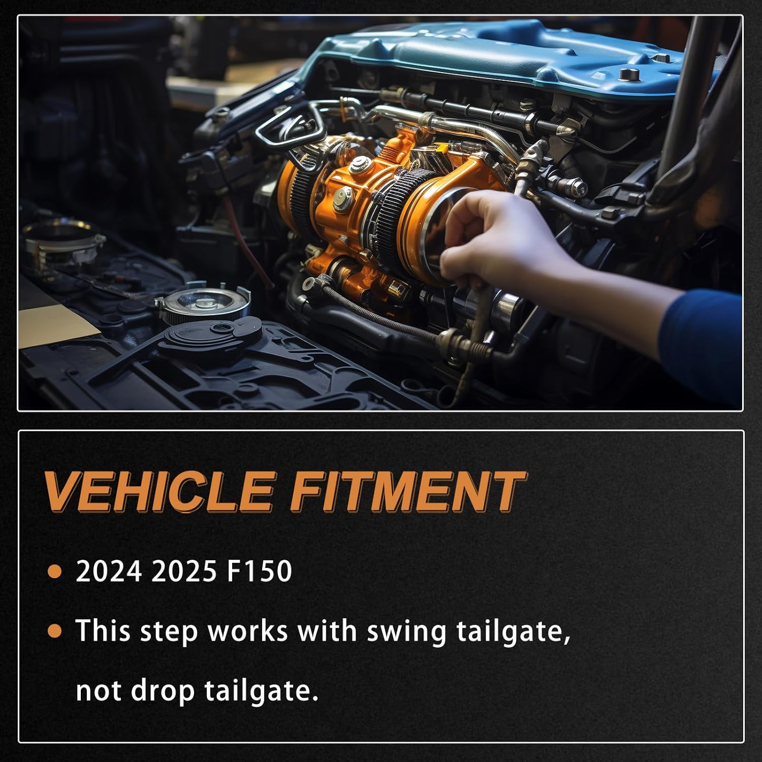 VRL3Z-17A958-A Rear Bed Step Tailgate Bedstep Compatible with 2024 2025 F150 Swing Tailgate Center Door Replace VRL3Z-17A958-C, VRL3Z17A958A, VRL3Z17A958C