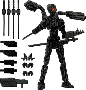T13 Assembly Completed Action Figure, T13 Robo 13,Gift for Collectors Desktop Decoration Best Birthday Festival Gift Black