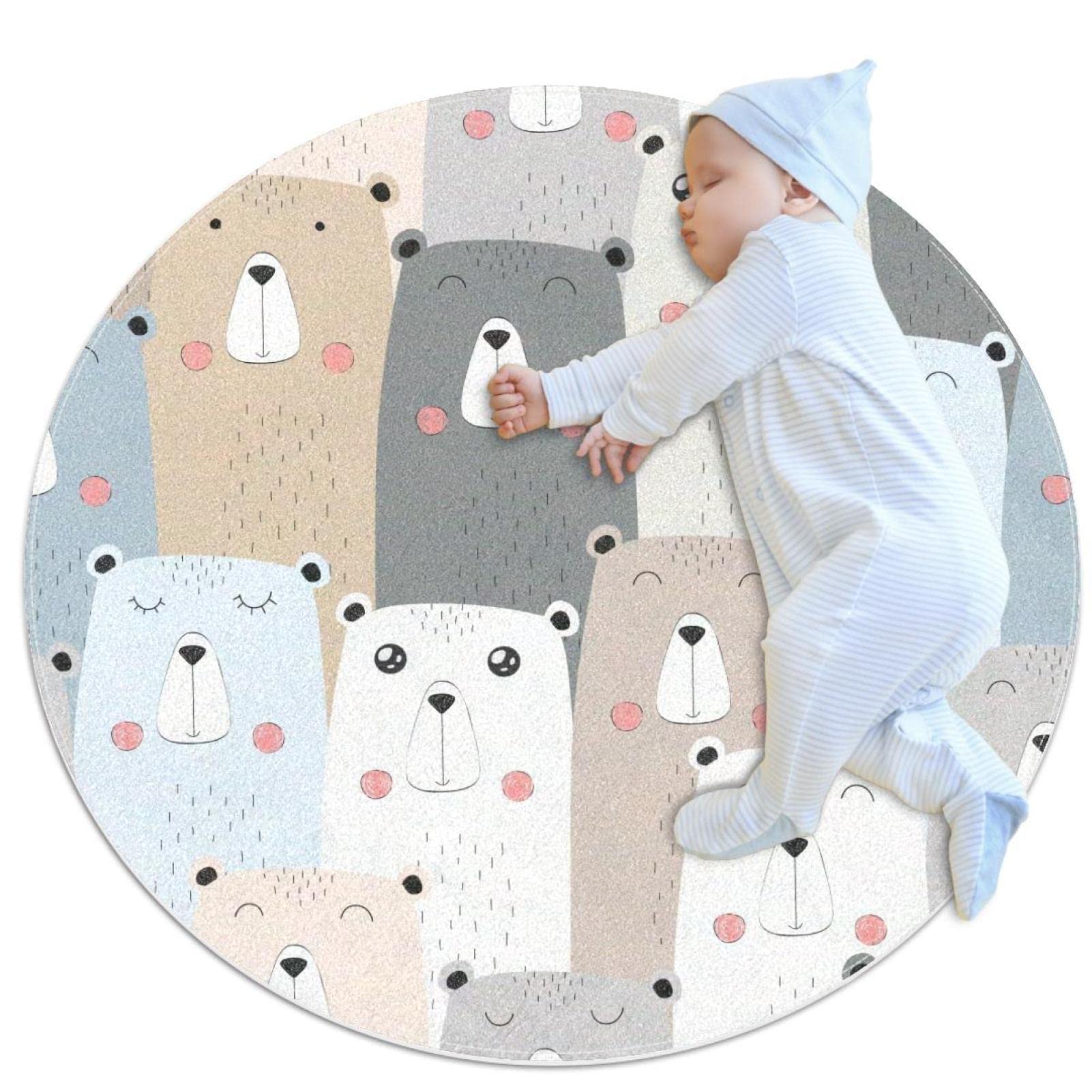 Tapis de salle de bain antidérapant et rond de 1m pour chambre d'enfant sécurisée