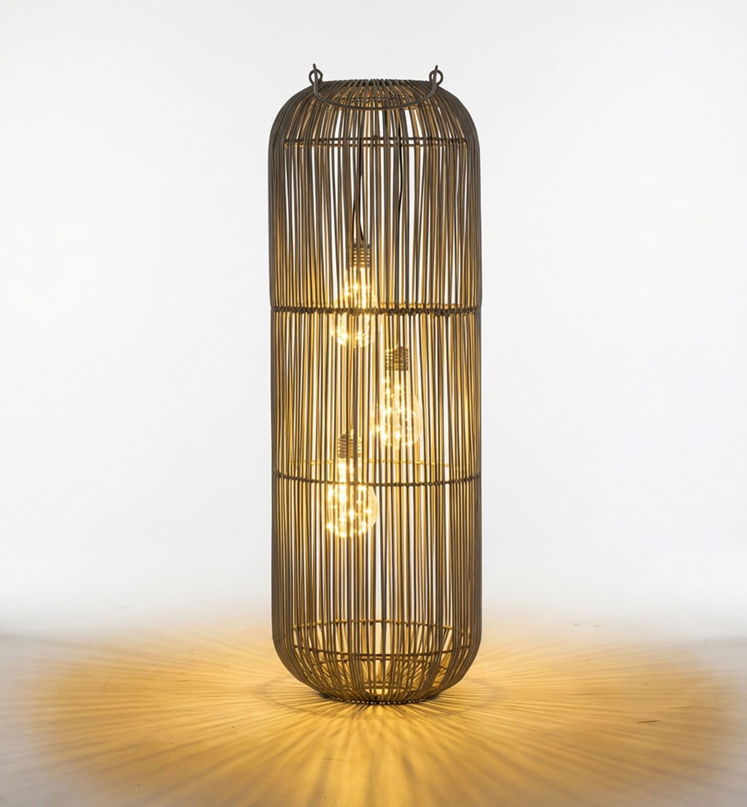 formano Solarlaterne Außen Garten Rattan Laterne 3 LED Birnen 60 cm Solarleuchte mit Dämmerungssensor, IP44 wetterfest, dekorative Solarlampe für Balkon Terrasse Outdoor Beleuchtung