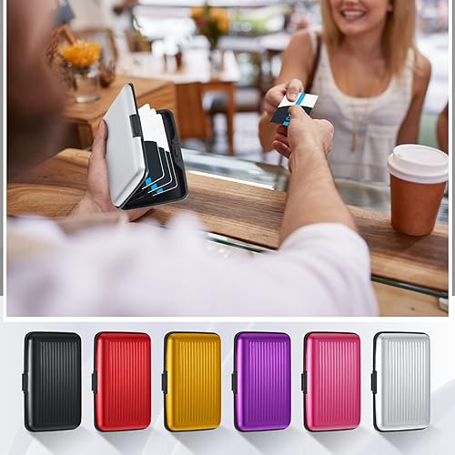 Miniatura 5 de Cartera de aluminio para tarjetas de crédito, 24 unidades, delgada, mini bloqueo RFID, protector de tarjetas de crédito, funda rígida para tarjetas