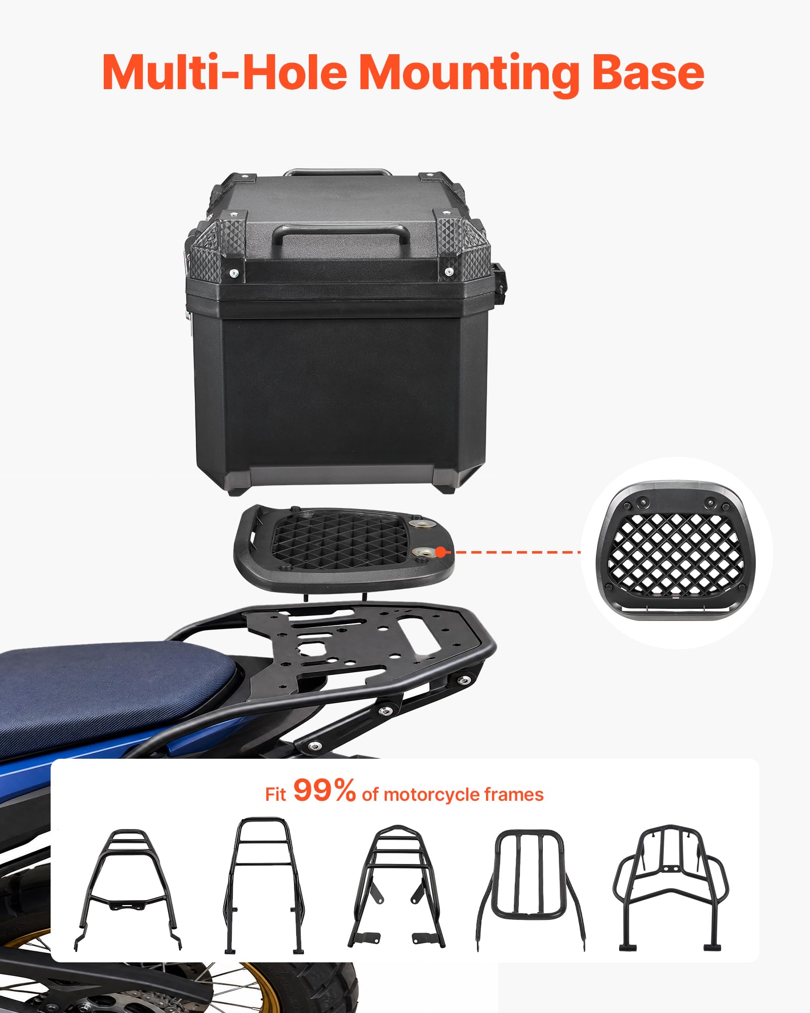 VEVOR Bauletto Posteriore per Moto Capacità 45L Universale Bauletto in ABS