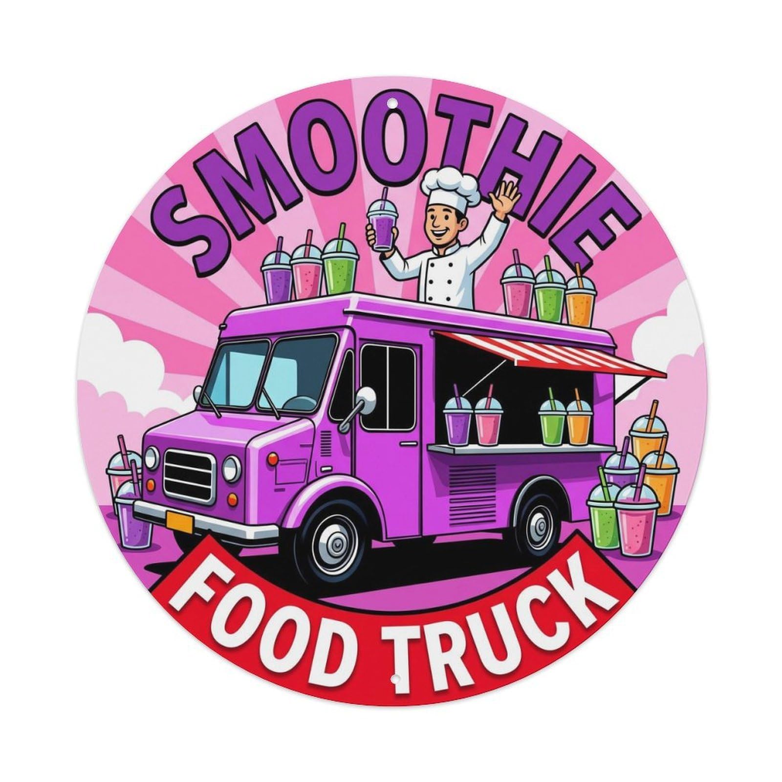 USA Smoothie Food Truck Chef Illustration Metal Tin Sign