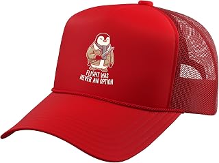 Flight was Never an Option Sarcastic Bird Penguin Trending Trucker Hat with Adjustable Mesh Back