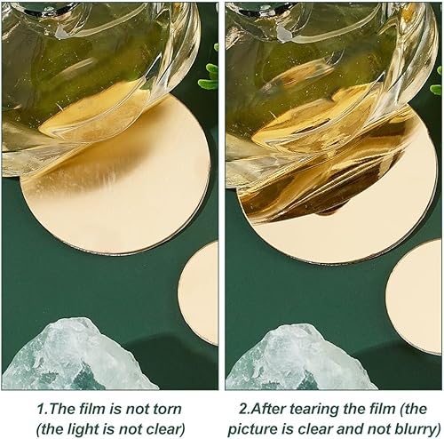 Miniatura 4 de PH PandHall - 120 espejos redondos dorados para manualidades, 3 tamaños, azulejos de espejo autoadhesivos de 1 a 1.9 pulgadas, círculos de espejo